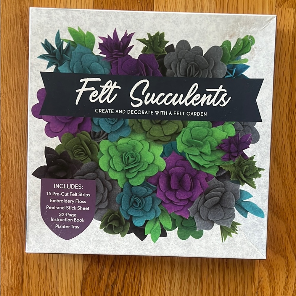 Felt Succulents Craft Kit - Green, Purple, Gray